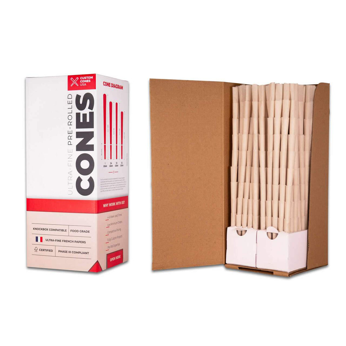 Custom Cones Custom Cones 84mm Pre-Rolled Cones - 100% Organic Hemp Paper [900 Cones per Box]