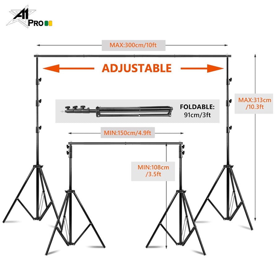 A1Pro 3x3 Meter Background Stand Support Kit – Arahan Photo