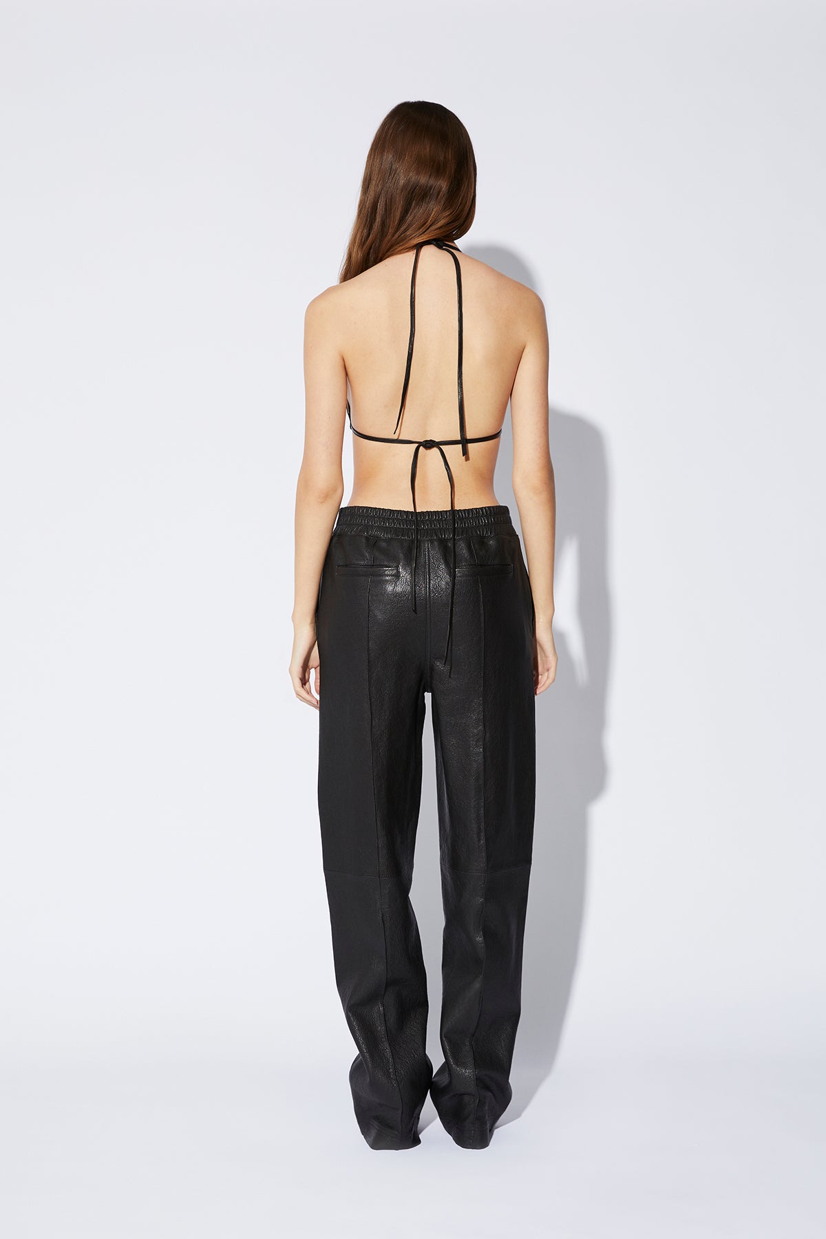 BLACK LEATHER | CARGO PANTS WIDE LEG