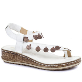 Embellished Leather Toe-Post Sandal