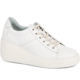 White Leather Lace-up Trainers
