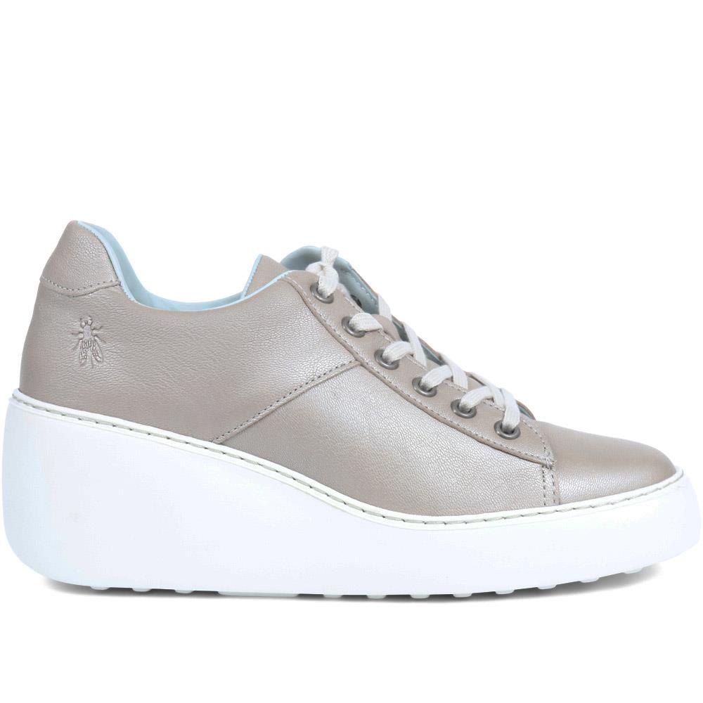 White Leather Lace-up Trainers - FLYLO37005 / 323 680 image 1