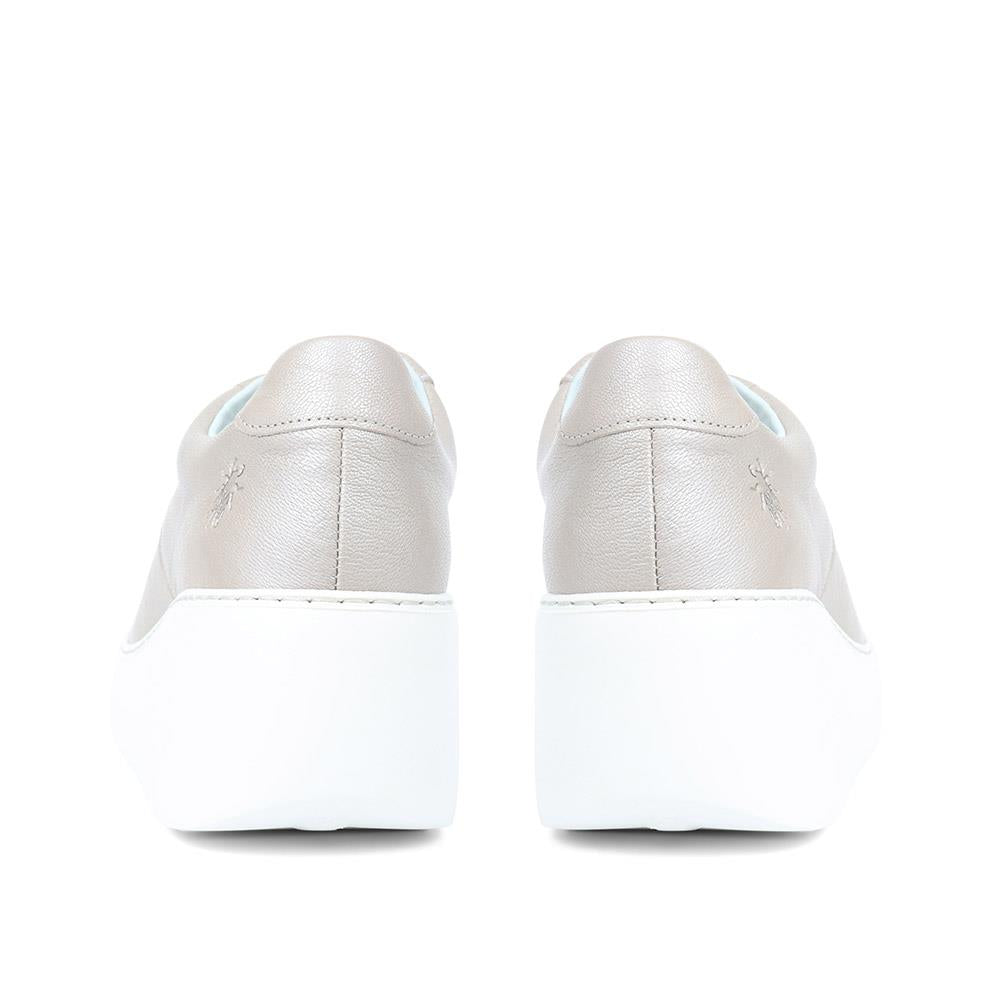 White Leather Lace-up Trainers - FLYLO37005 / 323 680 image 2