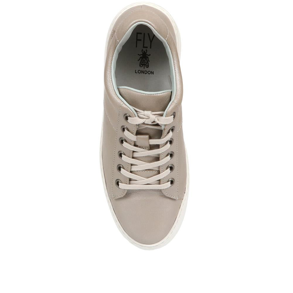 White Leather Lace-up Trainers - FLYLO37005 / 323 680 image 3