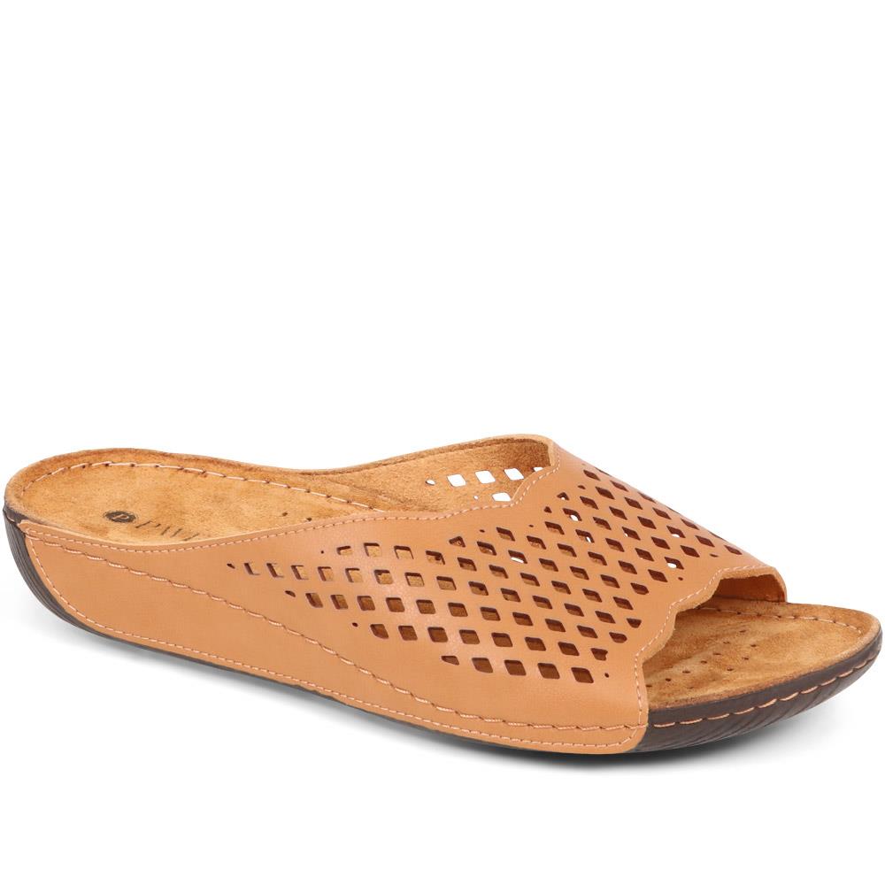 Perforated Leather Mule Sliders - MUYA37007 / 323 447 image 0