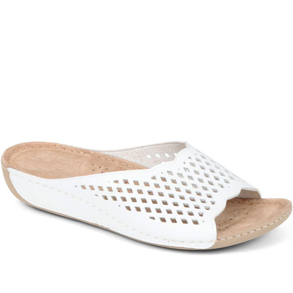 Perforated Leather Mule Sliders - MUYA37007 / 323 447 image 0