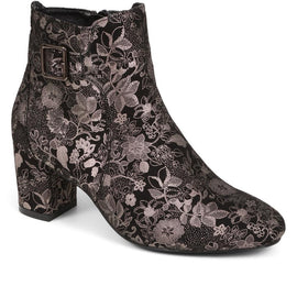 Heeled Floral Ankle Boots