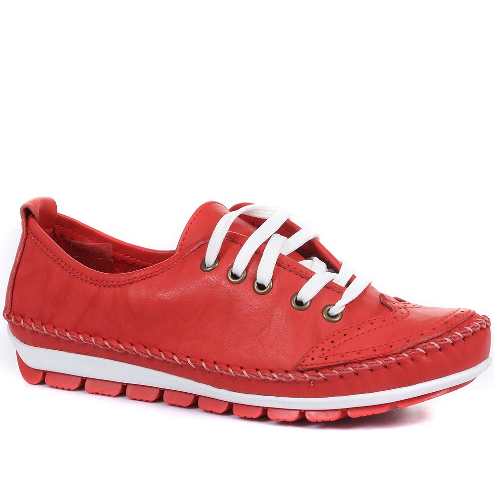 Wide Fit Leather Lace-Up Trainers - SIMIN31003 / 317 969 image 0