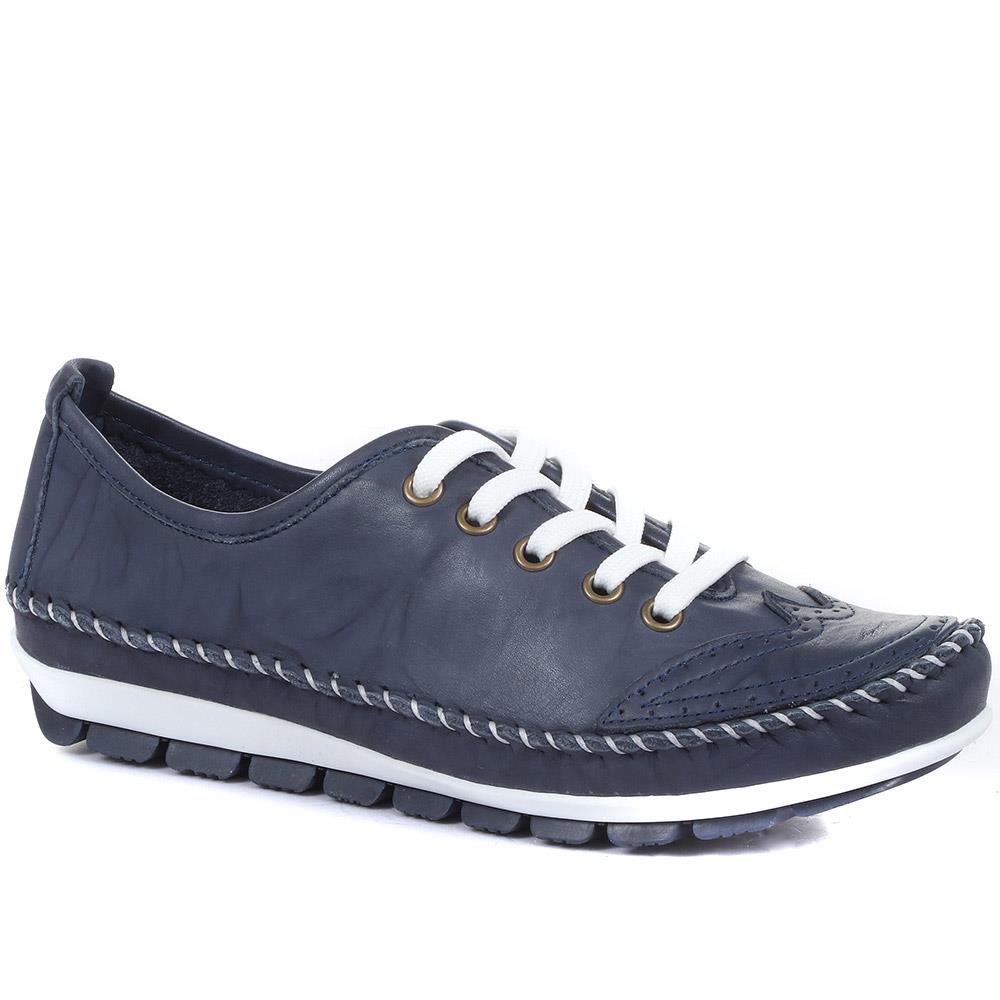 Wide Fit Leather Lace-Up Trainers (SIMIN31003) by Pavers @ Pavers Shoes ...