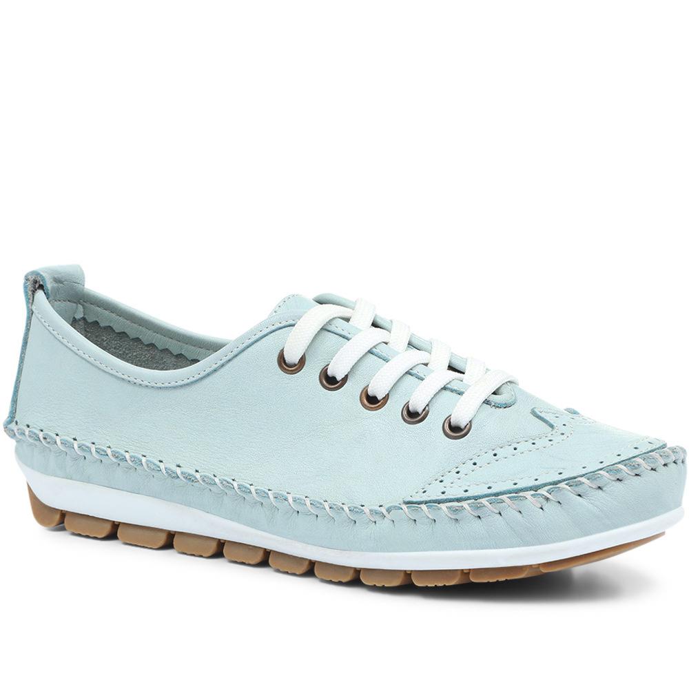 Wide Fit Leather Lace-Up Trainers - SIMIN31003 / 317 969 image 0