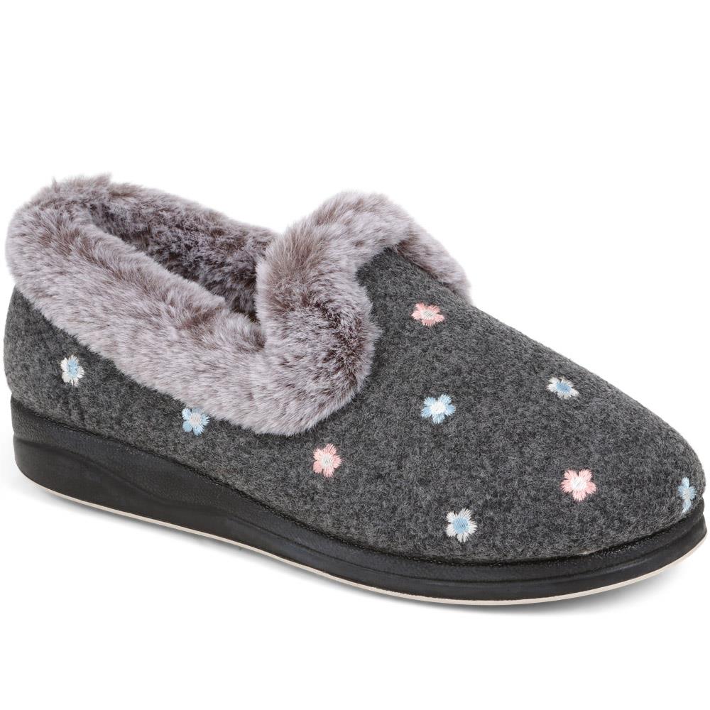 Floral Faux Fur Slippers - QING38012 / 324 190 image 0