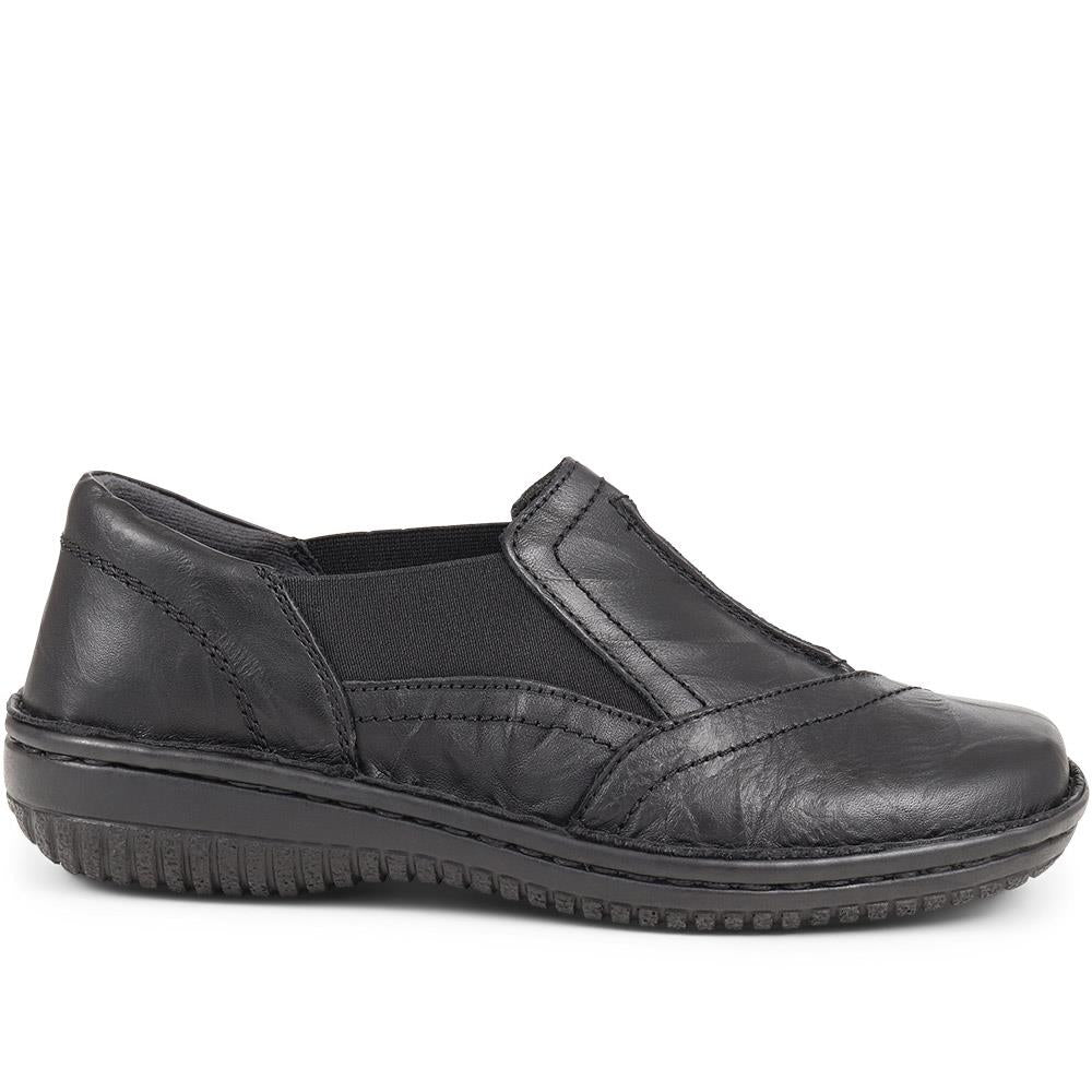 Elasticated Leather Slip Ons - HAK38029 / 324 707 image 1