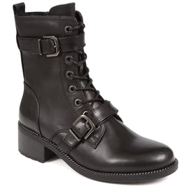 Leather Buckle Biker Boots