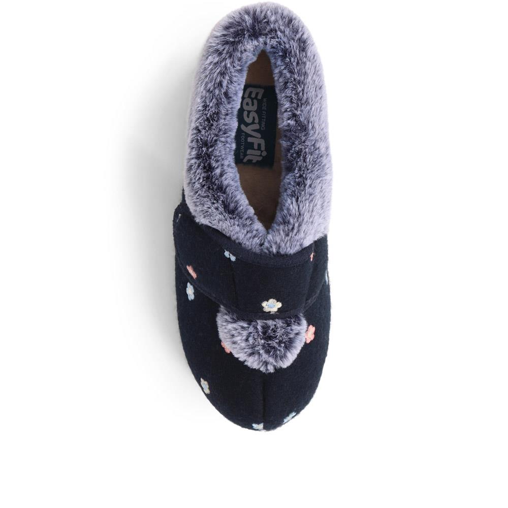 Extra Wide Fit Faux Fur Flower Slippers - LISBET / 324 143 image 4