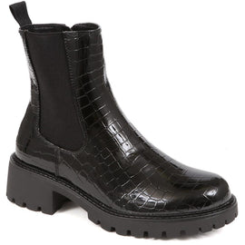 Croc Patent Ankle Boots