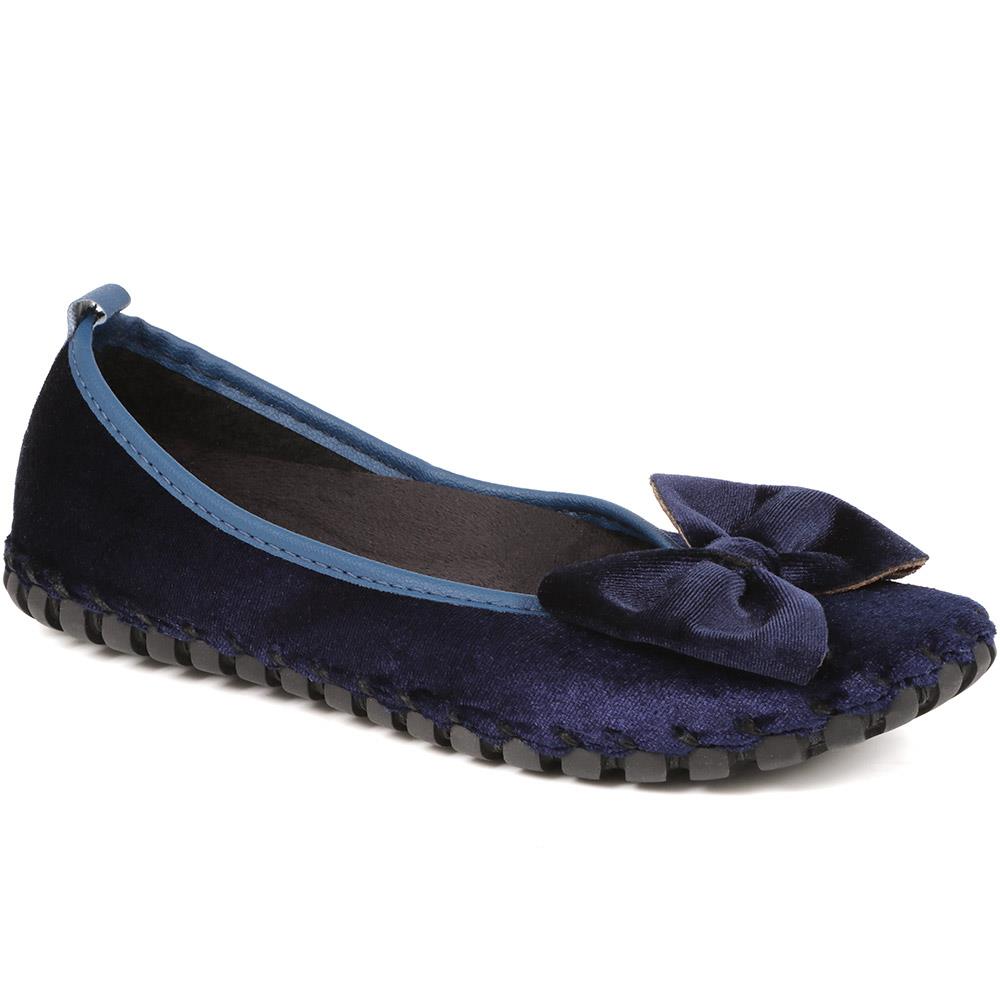 Bow Accented Chunky Stitch Ballet Flats - KARY38001 / 324 317 image 0