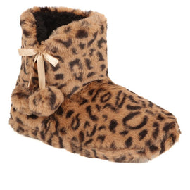 Leopard Faux Fur Slipper Boots