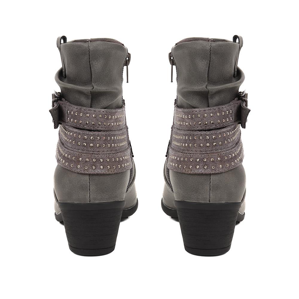 Heeled Buckle Strap Slouch Boot - PLAN38019 / 324 216 image 2