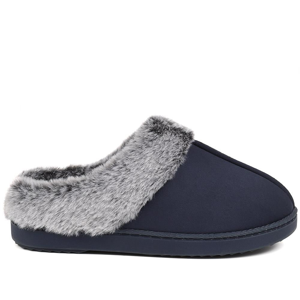 Faux Suede Fur Lined Slipper Mules - GALOP38023 / 324 486 image 1
