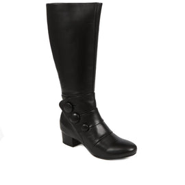 Knee High Leather Heeled Boots