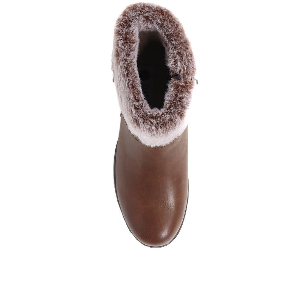 Faux Fur Trim Wedge Ankle Boots - WBINS38121 / 324 521 image 4