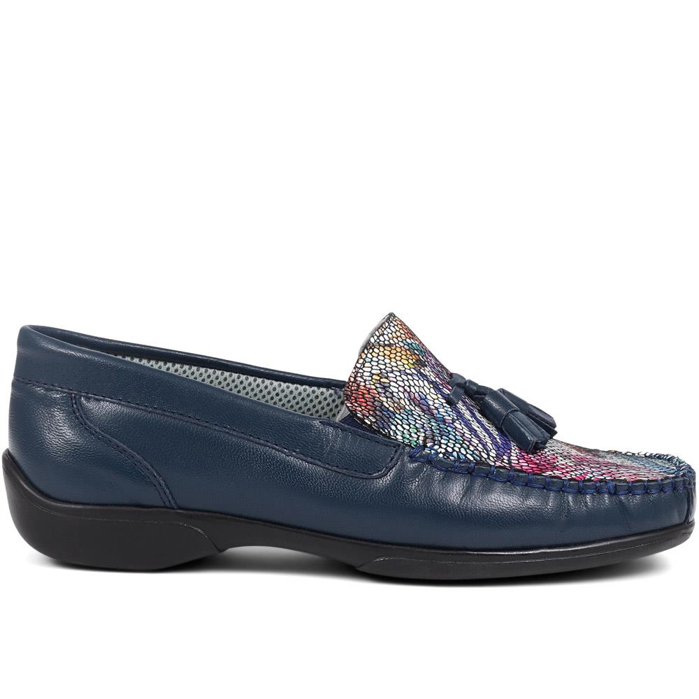 Embroided Panel Leather Loafers - CONT39001 / 325 241 image 1