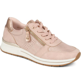 Zip Detail Lace Up Cushioned Trainers