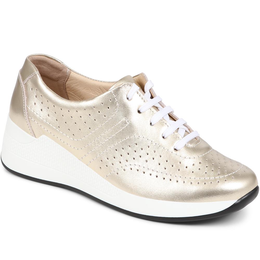 Wide Fit Leather Trainers - CAL37013 / 323 763 image 3