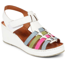 Colourful Leather Wedge Sandals 