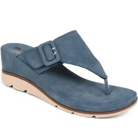 Buckle Wedge Toe Post Sandals