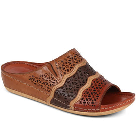 Open-Toe Leather Mule Sandals
