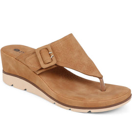 Buckle Wedge Toe Post Sandals