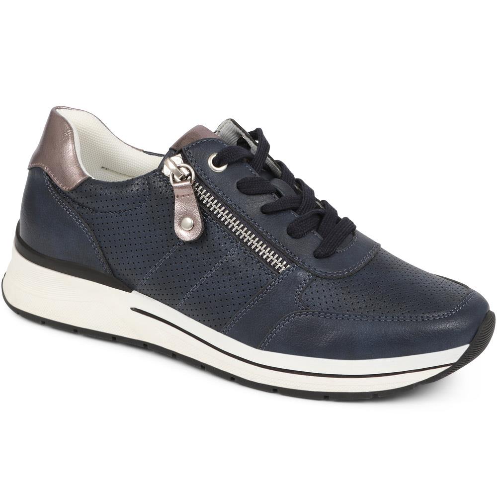 Zip Detail Lace Up Cushioned Trainers - WOIL39011 / 325 058 image 1