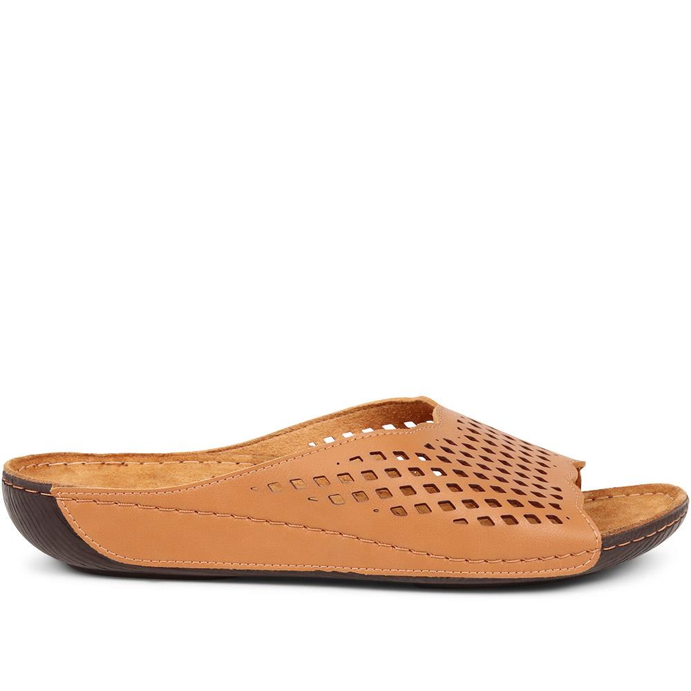 Perforated Leather Mule Sliders - MUYA37007 / 323 447 image 2