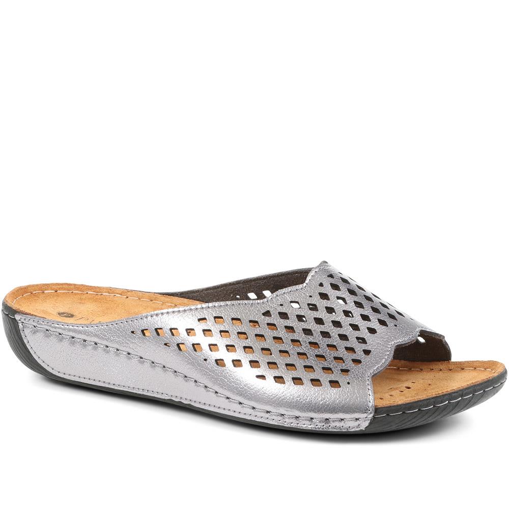 Perforated Leather Mule Sliders - MUYA37007 / 323 447 image 1