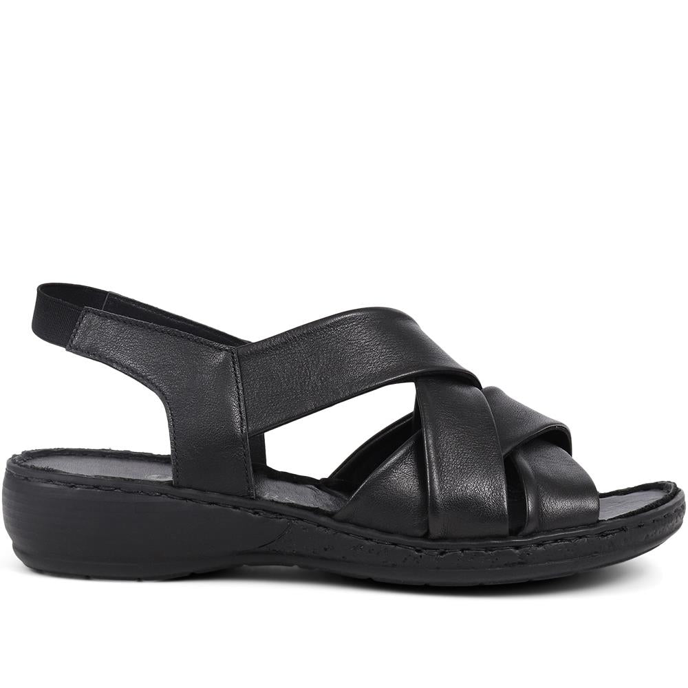 Leather Cross-Strap Sandals  - LUCK39001 / 325 519 image 1