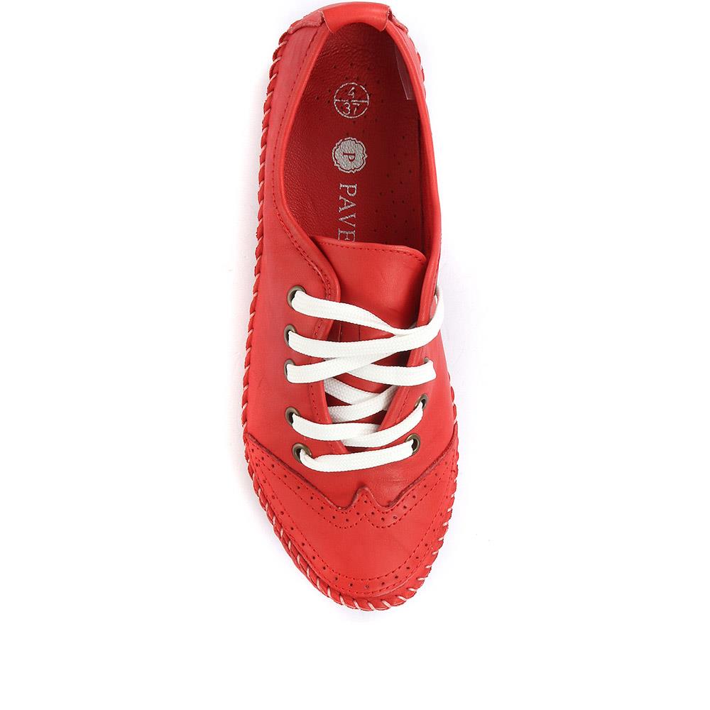 Wide Fit Leather Lace-Up Trainers - SIMIN31003 / 317 969 image 4