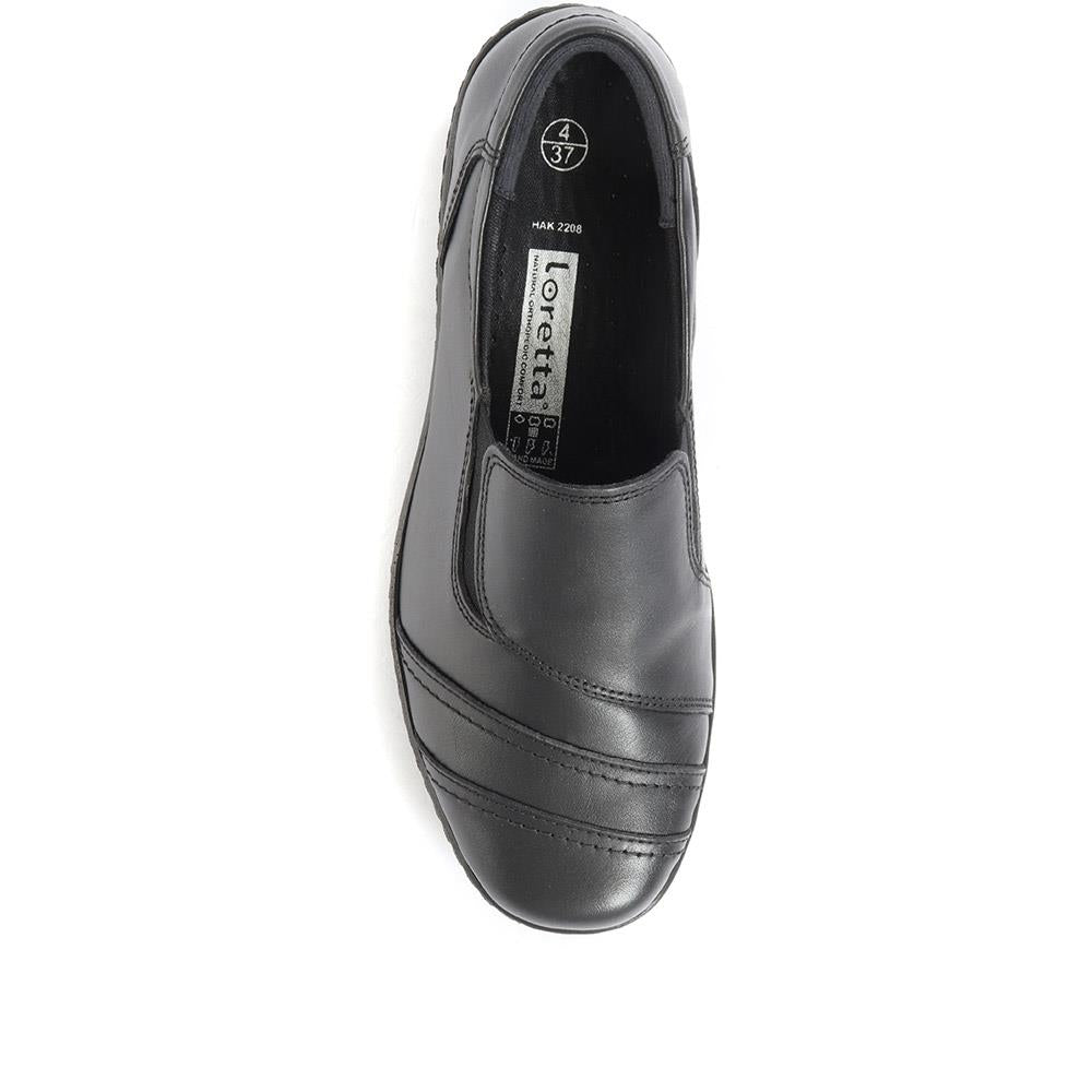 Wide Fit Leather Slip on with Elasticated Vents (HAK2208) by Loretta ...