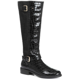 Croc Patent Leather Knee High Boot