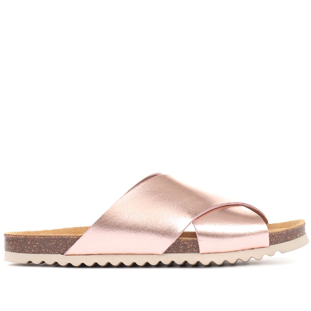 Elora Flat Leather Slider Sandals - ELORA / 318 554 image 1