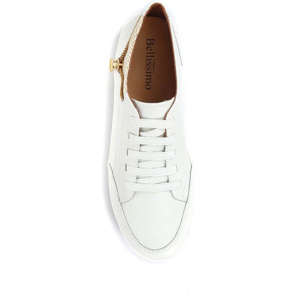 Leather Trainer with Zip Detail - BOT25018 / 309 566 image 4