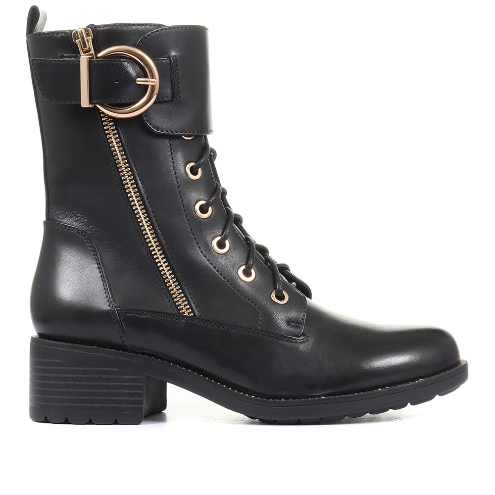Emily-14 Leather Buckle Biker Boots - SINO34506 / 320 494 image 1