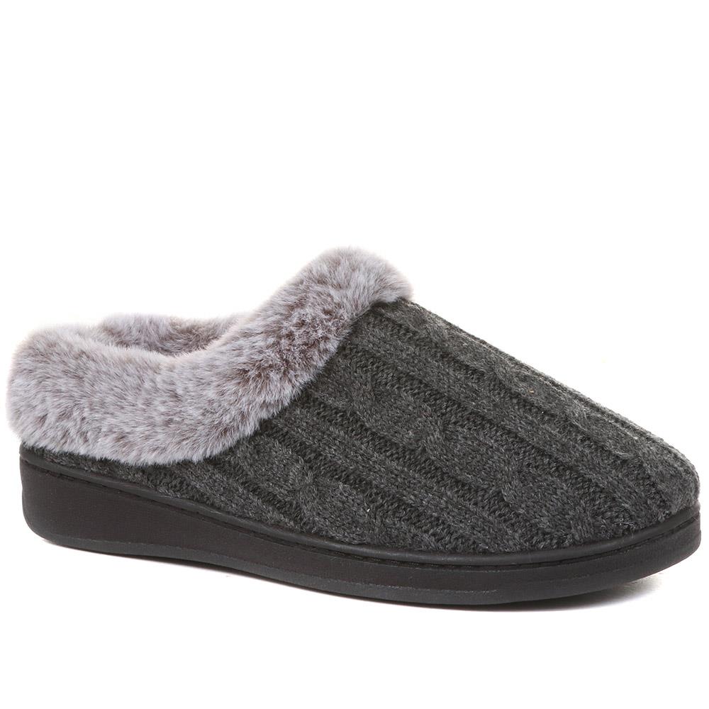 Faux-Fur Wide-Fit Slippers - QING36019 / 322 513 image 0