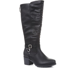 Knee High Ruched Heeled Boots