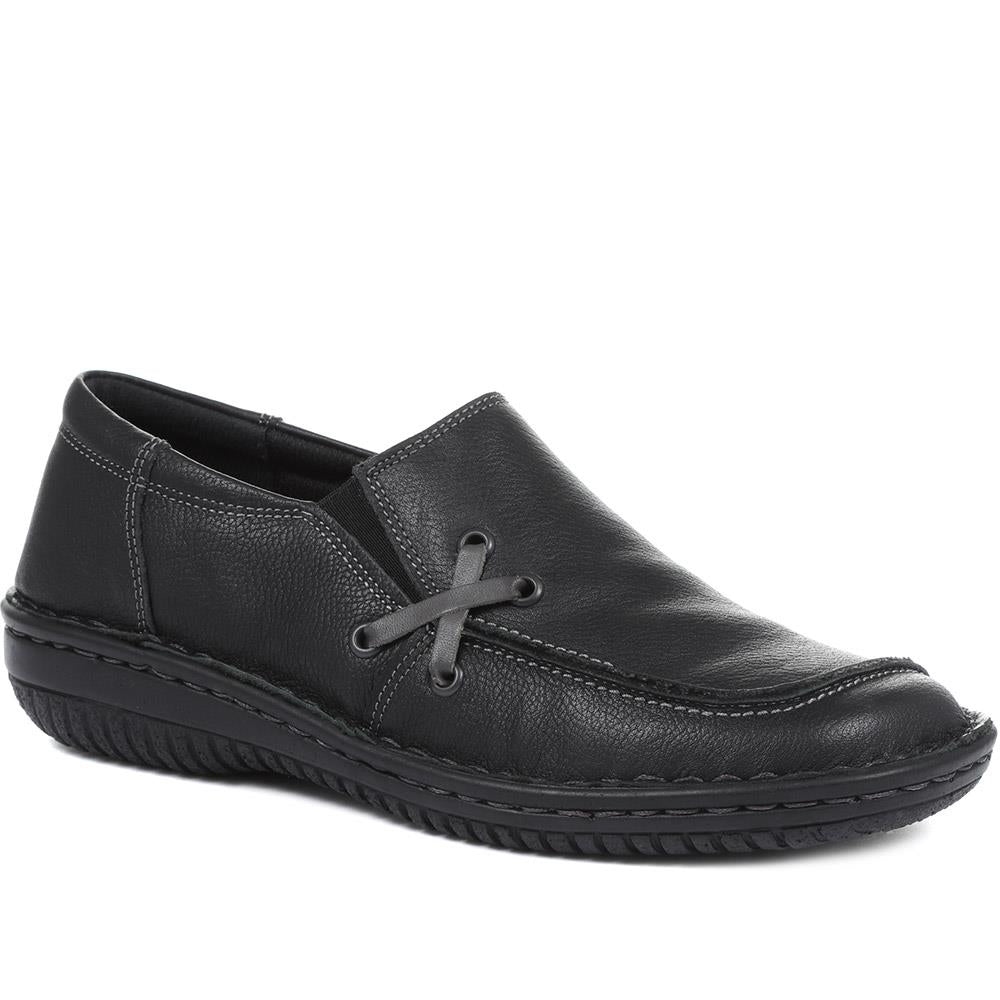 Wide Fit Leather Slip On Shoes - HAK32019 / 319 116 image 0