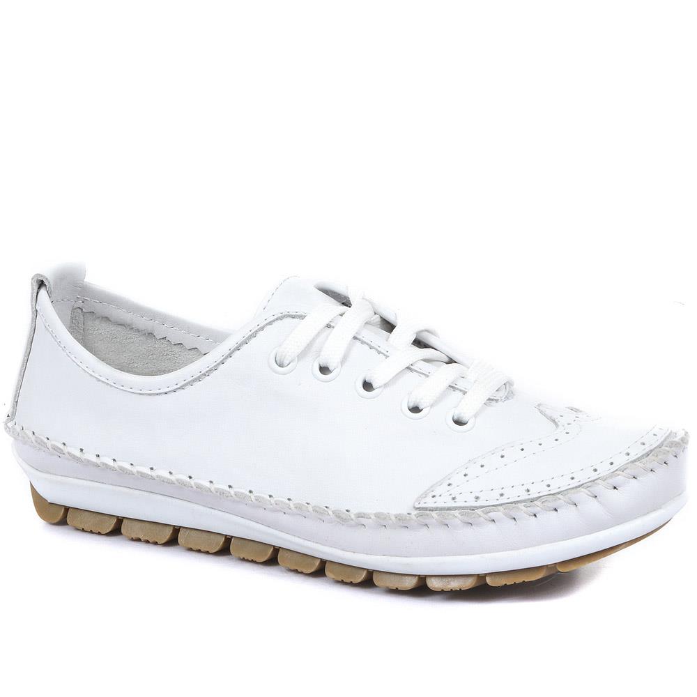 Wide Fit Leather Lace-Up Trainers (SIMIN31003) by Pavers @ Pavers Shoes ...