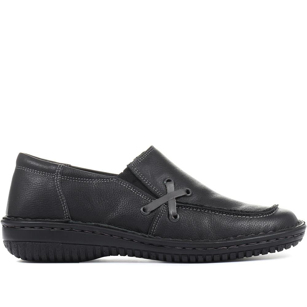 Wide Fit Leather Slip On Shoes - HAK32019 / 319 116 image 1