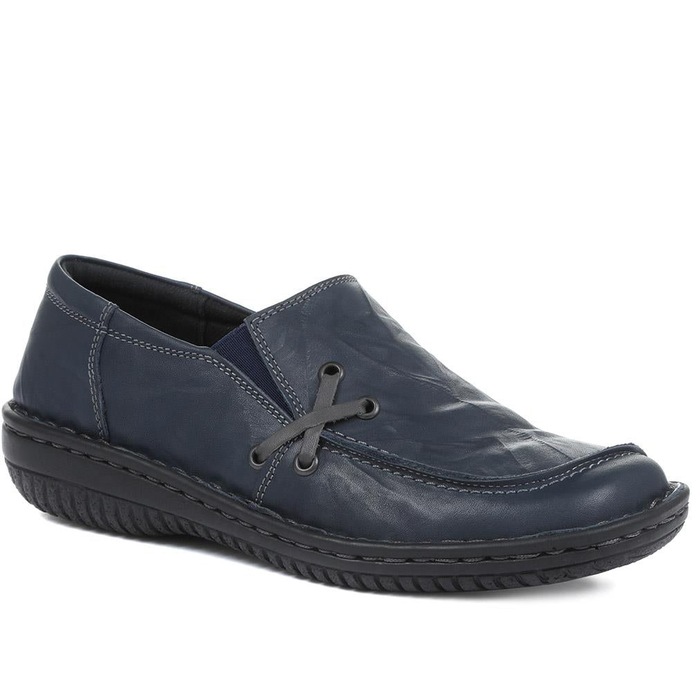 Wide Fit Leather Slip On Shoes - HAK32019 / 319 116 image 0