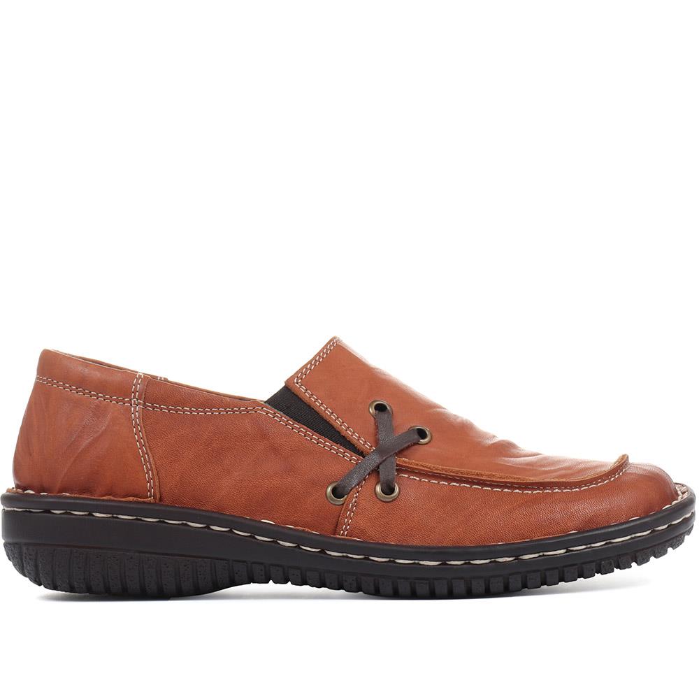 Wide Fit Leather Slip On Shoes - HAK32019 / 319 116 image 1