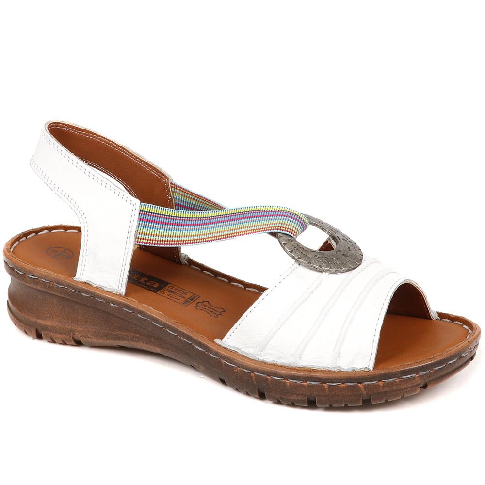 Pavers England Striped Tan Sandals for Women